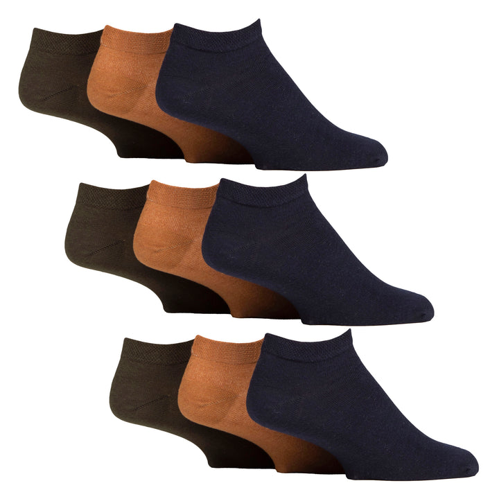 9 Pack Mens Diabetic Trainer Socks, Swollen Feet Wide Ankle Socks