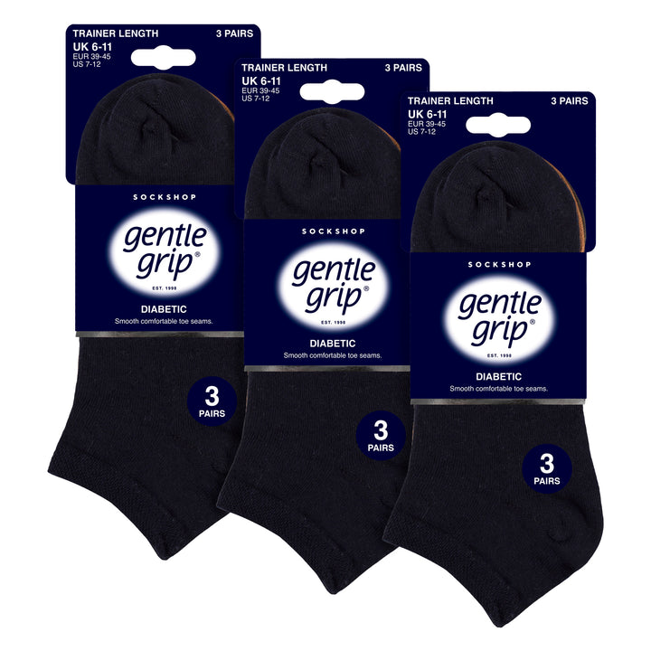 9 Pack Mens Diabetic Trainer Socks, Swollen Feet Wide Ankle Socks