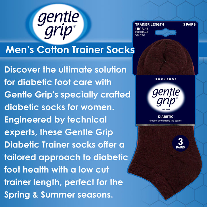 9 Pack Mens Diabetic Trainer Socks, Swollen Feet Wide Ankle Socks