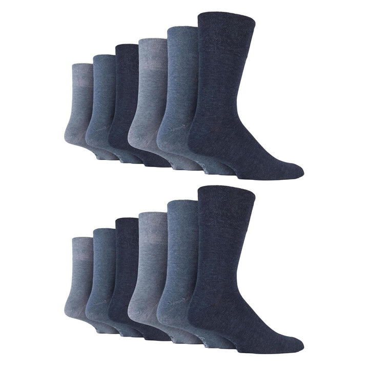 12 Pairs Mens Gentle Grip Loose Top Socks | Extra Wide Non Elastic Socks