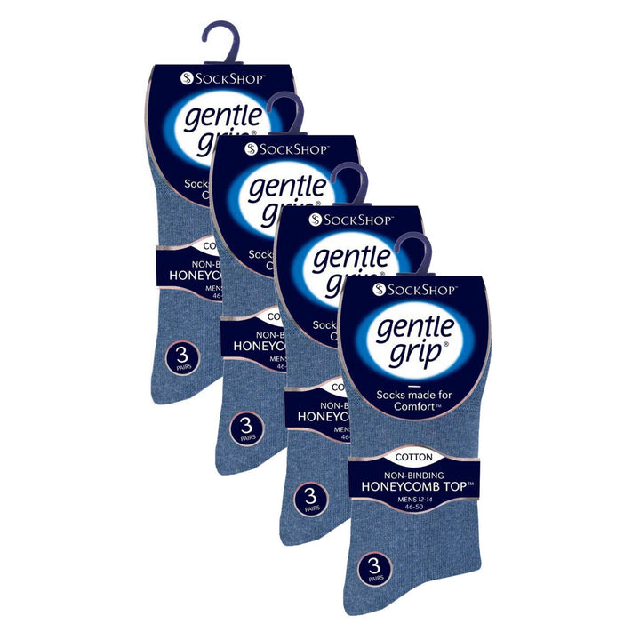 12 Pairs Mens Gentle Grip Loose Top Socks | Extra Wide Non Elastic Socks