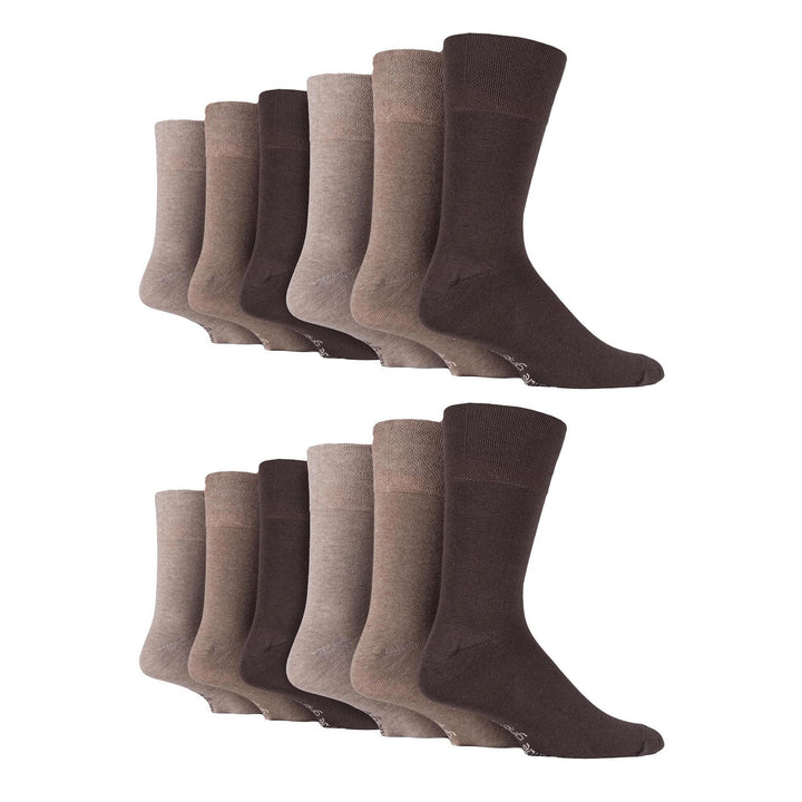 12 Pairs Mens Gentle Grip Loose Top Socks | Extra Wide Non Elastic Socks