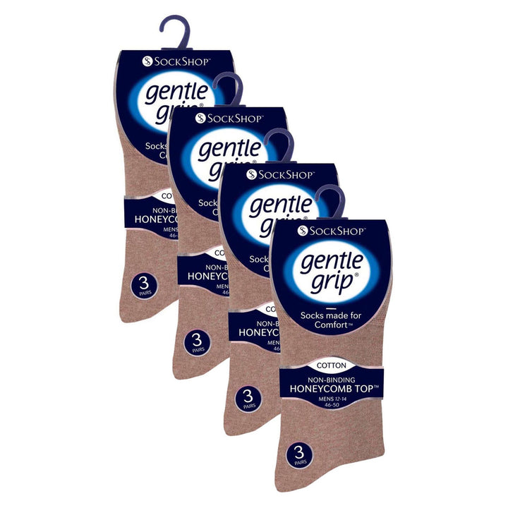 12 Pairs Mens Gentle Grip Loose Top Socks | Extra Wide Non Elastic Socks