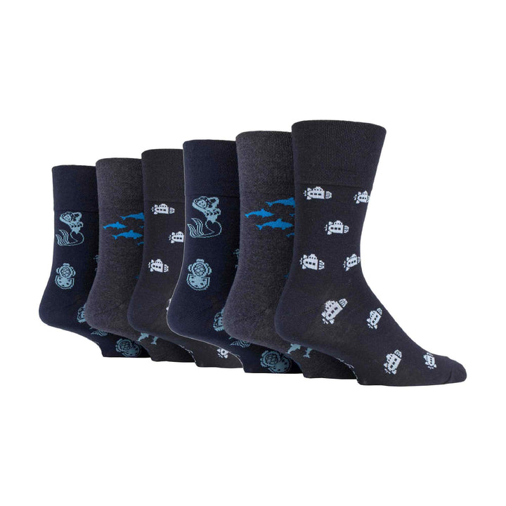 6 Pairs Mens Non Elastic Patterned Socks