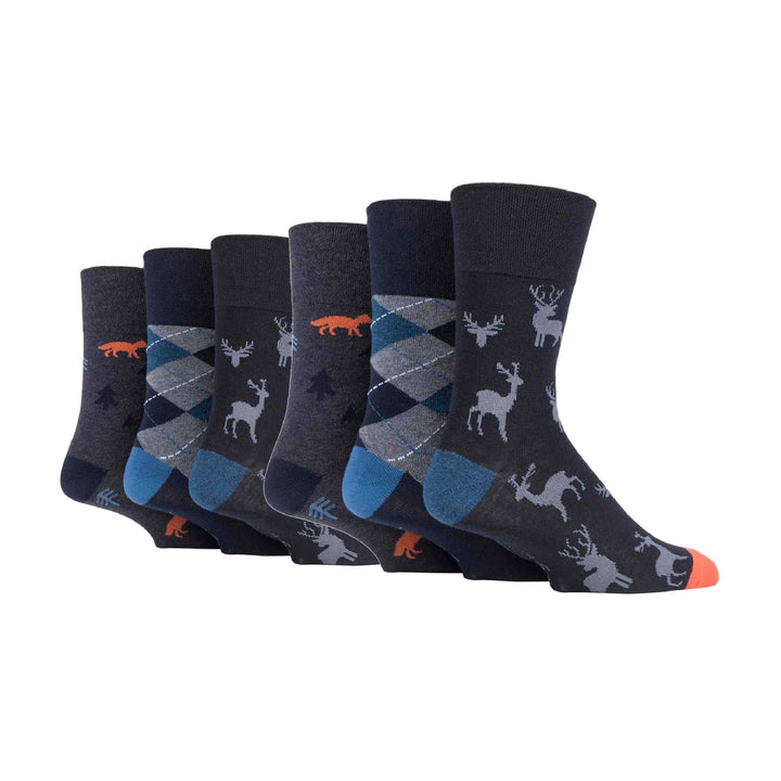 6 Pairs Mens Non Elastic Patterned Socks
