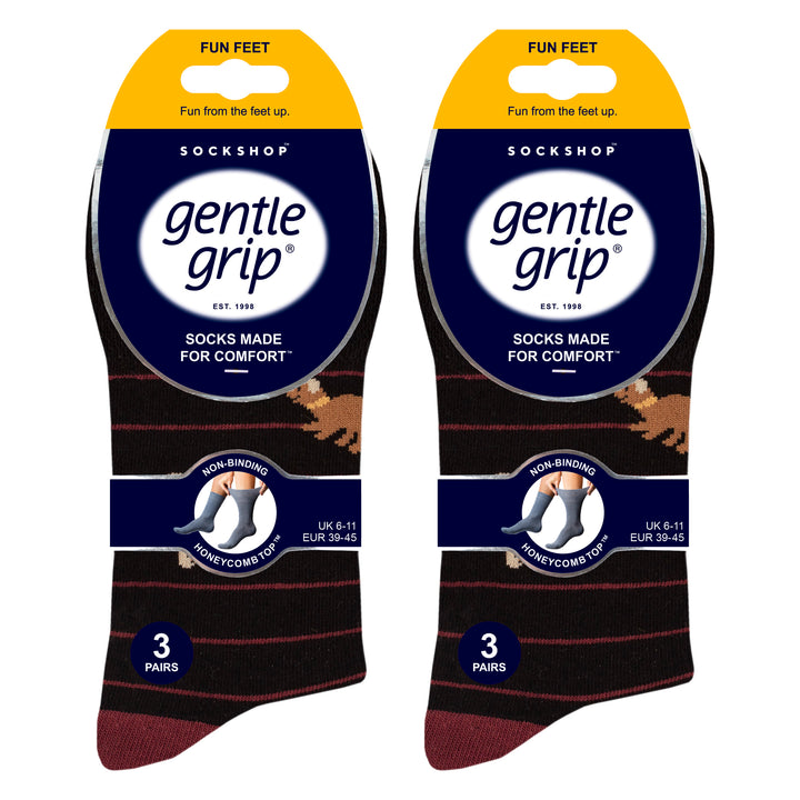 6 Pairs Mens  NON ELASTIC Cotton Rich Novelty Patterned Socks