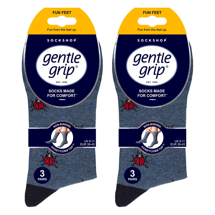 6 Pairs Mens  NON ELASTIC Cotton Rich Novelty Patterned Socks