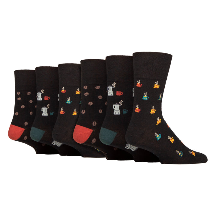 6 Pairs Mens  NON ELASTIC Cotton Rich Novelty Patterned Socks