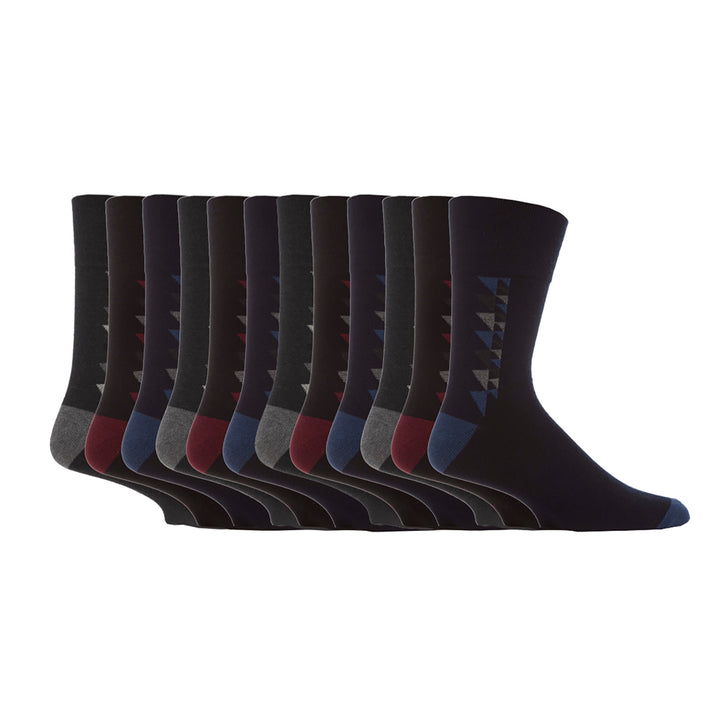 12 Pairs Mens Gentle Grip Loose Top Socks | Extra Wide Non Elastic Socks