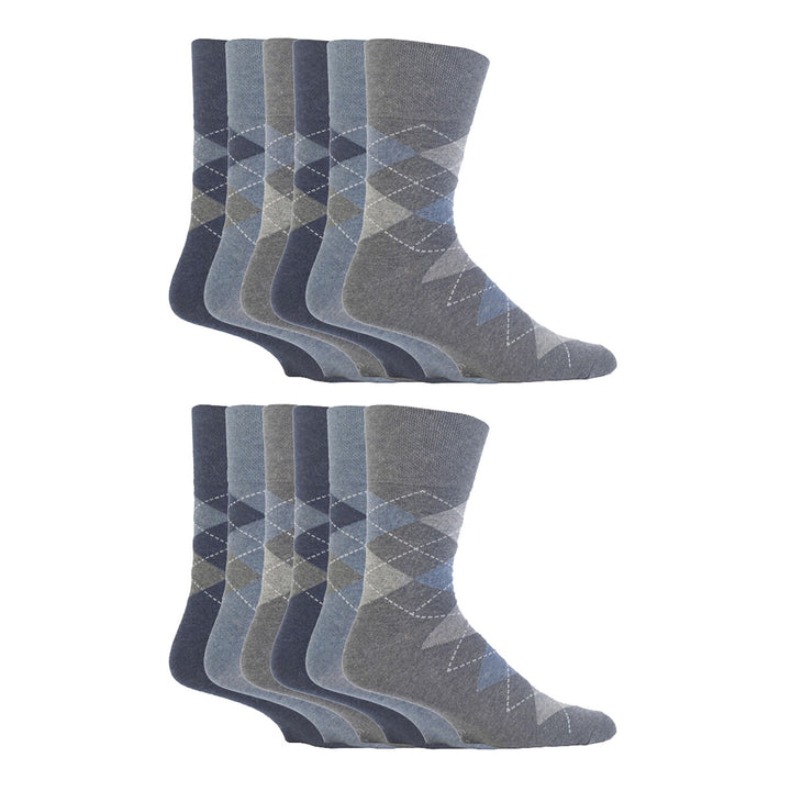12 Pairs Mens Gentle Grip Loose Top Socks | Extra Wide Non Elastic Socks