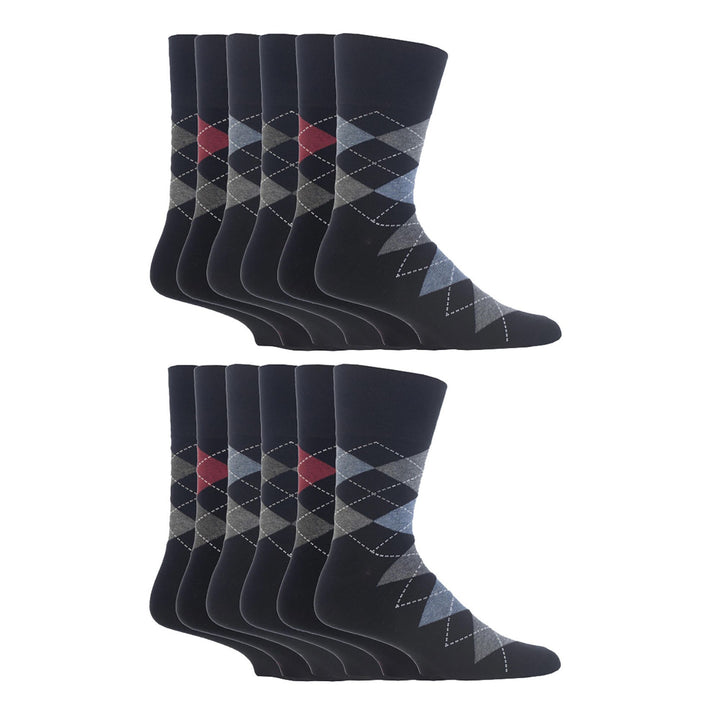 12 Pairs Mens Gentle Grip Loose Top Socks | Extra Wide Non Elastic Socks