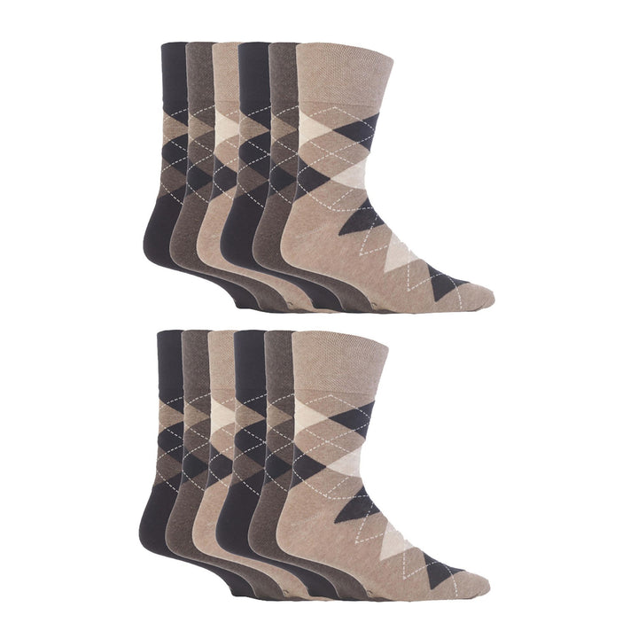 12 Pairs Mens Gentle Grip Loose Top Socks | Extra Wide Non Elastic Socks