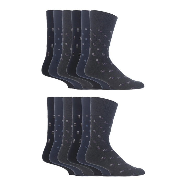 12 Pairs Mens Gentle Grip Loose Top Socks | Extra Wide Non Elastic Socks