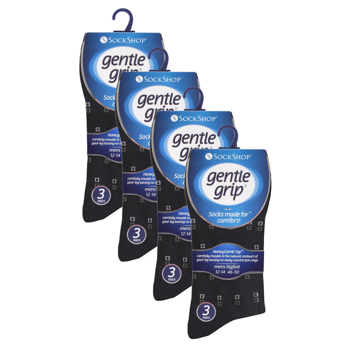 12 Pairs Mens Gentle Grip Loose Top Socks | Extra Wide Non Elastic Socks