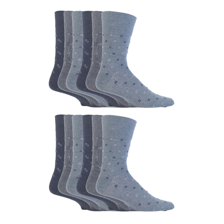12 Pairs Mens Gentle Grip Loose Top Socks | Extra Wide Non Elastic Socks