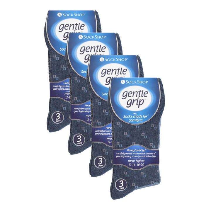 12 Pairs Mens Gentle Grip Loose Top Socks | Extra Wide Non Elastic Socks