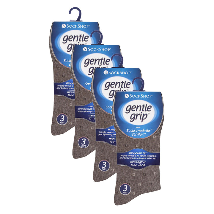 12 Pairs Mens Gentle Grip Loose Top Socks | Extra Wide Non Elastic Socks