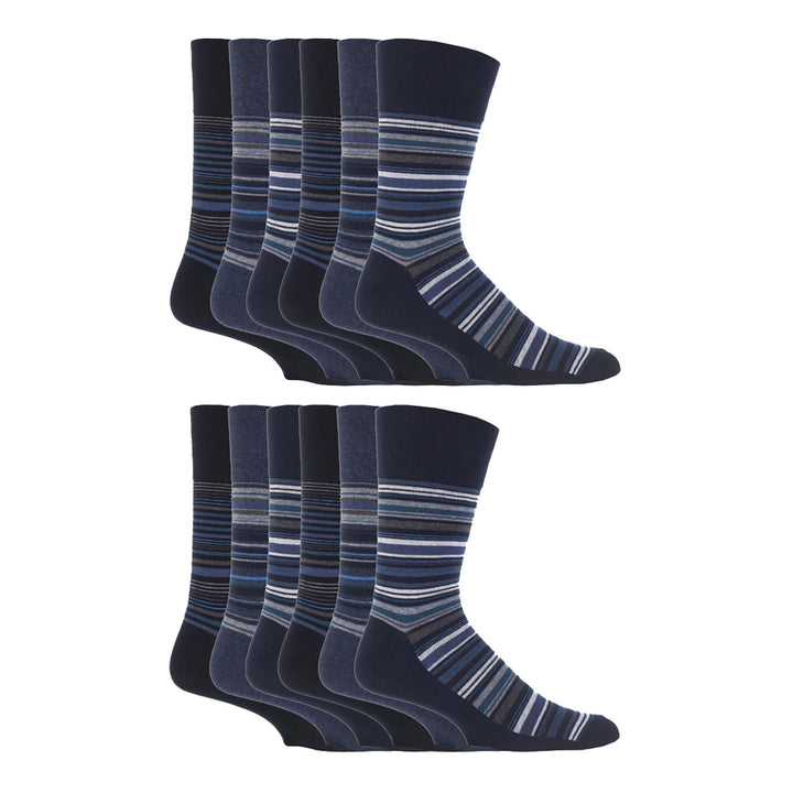 12 Pairs Mens Gentle Grip Loose Top Socks | Extra Wide Non Elastic Socks