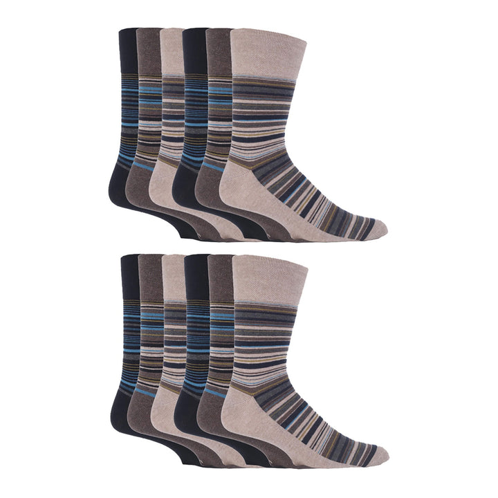 12 Pairs Mens Gentle Grip Loose Top Socks | Extra Wide Non Elastic Socks