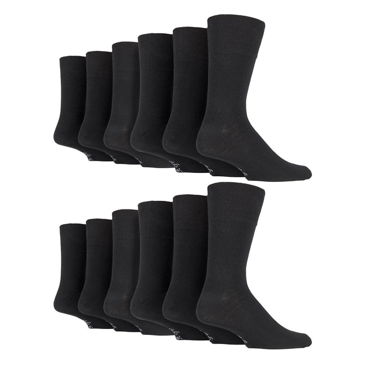 12 Pairs Mens Gentle Grip Loose Top Socks | Extra Wide Non Elastic Socks