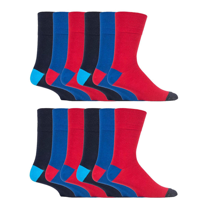 12 Pairs Mens Gentle Grip Loose Top Socks | Extra Wide Non Elastic Socks