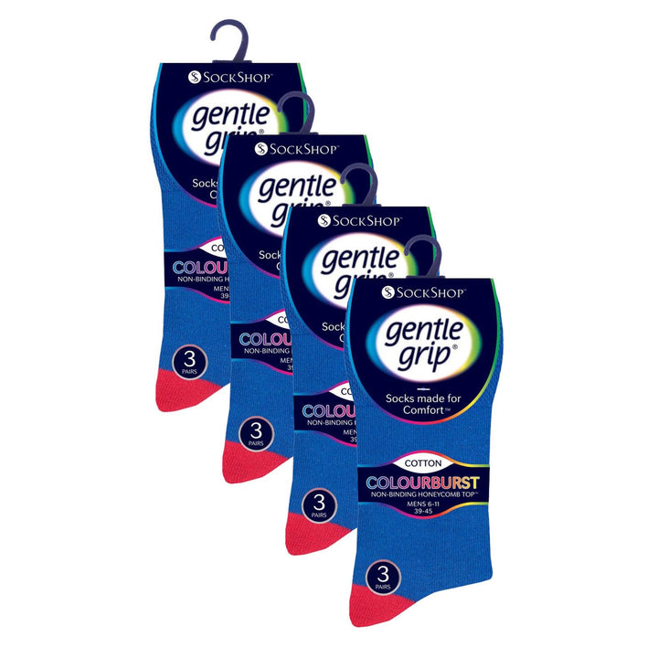 12 Pairs Mens Gentle Grip Loose Top Socks | Extra Wide Non Elastic Socks