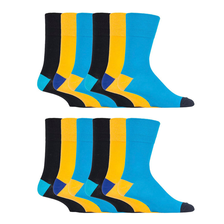 12 Pairs Mens Gentle Grip Loose Top Socks | Extra Wide Non Elastic Socks