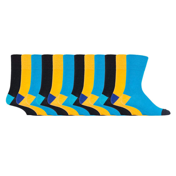 12 Pairs Mens Gentle Grip Loose Top Socks | Extra Wide Non Elastic Socks