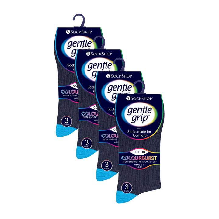 12 Pairs Mens Gentle Grip Loose Top Socks | Extra Wide Non Elastic Socks