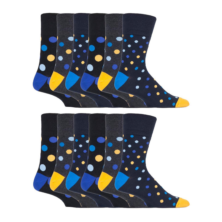12 Pairs Mens Gentle Grip Loose Top Socks | Extra Wide Non Elastic Socks
