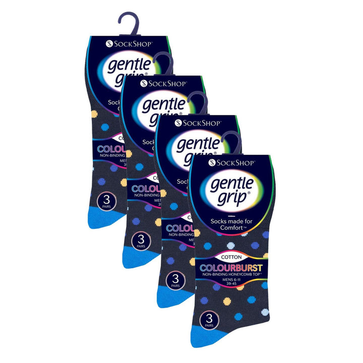 12 Pairs Mens Gentle Grip Loose Top Socks | Extra Wide Non Elastic Socks