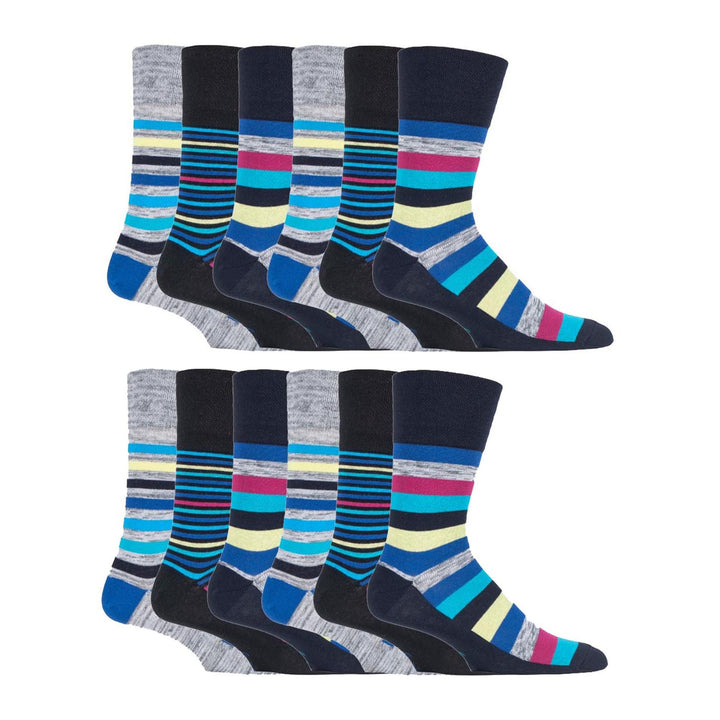 12 Pairs Mens Gentle Grip Loose Top Socks | Extra Wide Non Elastic Socks