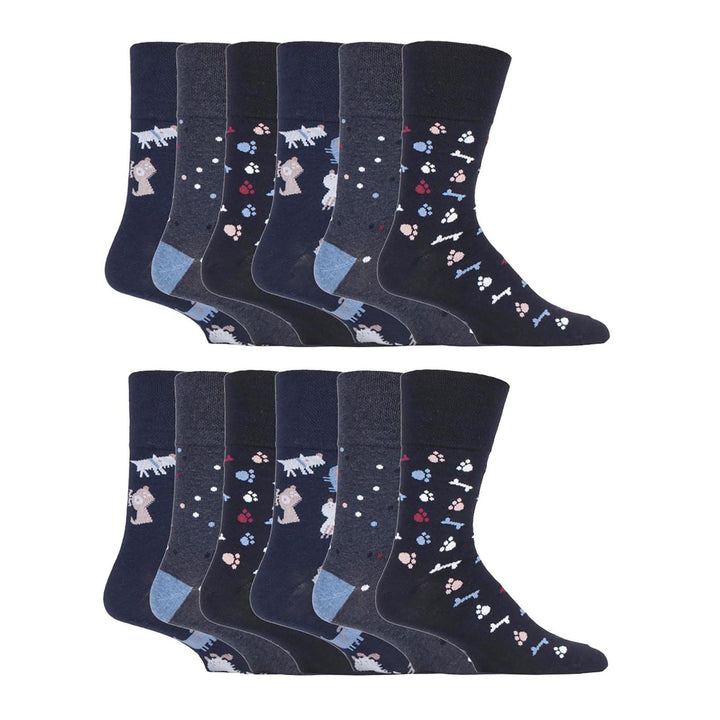 12 Pairs Mens Gentle Grip Loose Top Socks | Extra Wide Non Elastic Socks