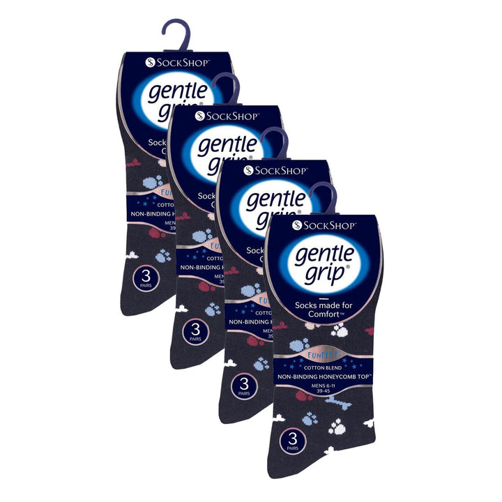 12 Pairs Mens Gentle Grip Loose Top Socks | Extra Wide Non Elastic Socks