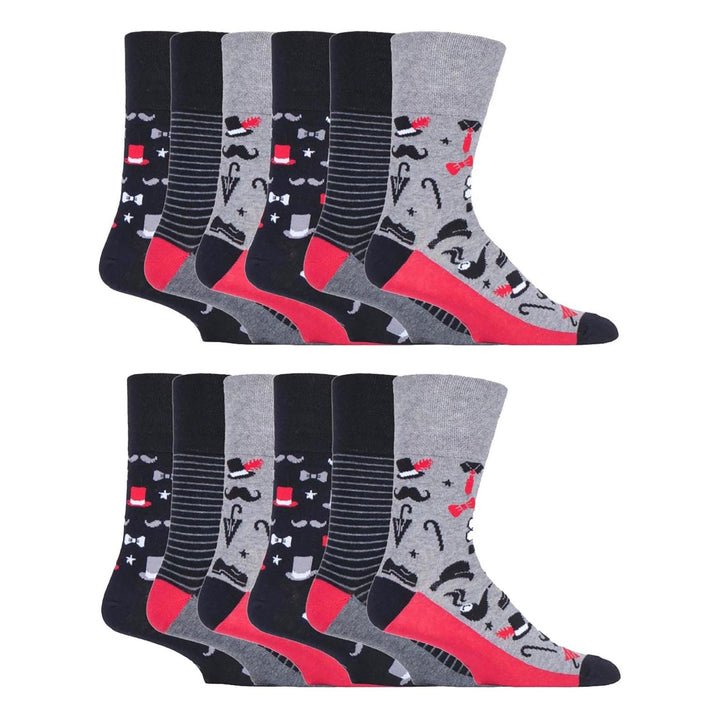 12 Pairs Mens Gentle Grip Loose Top Socks | Extra Wide Non Elastic Socks