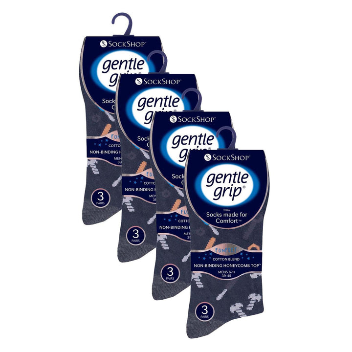 12 Pairs Mens Gentle Grip Loose Top Socks | Extra Wide Non Elastic Socks