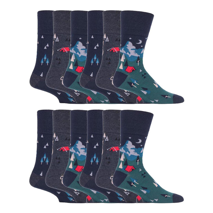 12 Pairs Mens Gentle Grip Loose Top Socks | Extra Wide Non Elastic Socks