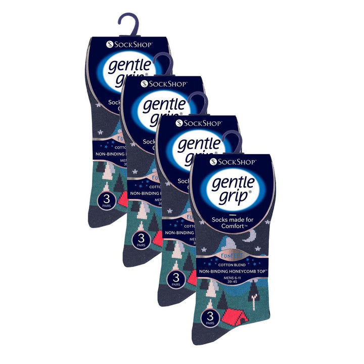 12 Pairs Mens Gentle Grip Loose Top Socks | Extra Wide Non Elastic Socks
