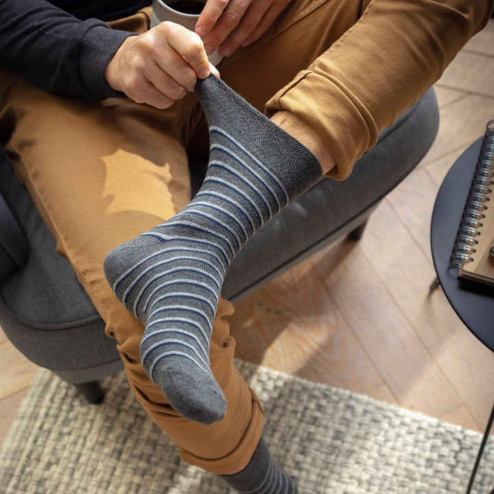 Lot de 6 paires de chaussettes amples non élastiques à motifs pour homme