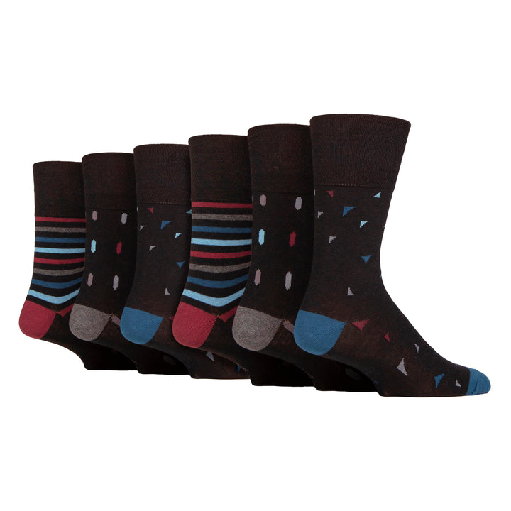 Lot de 6 paires de chaussettes amples non élastiques à motifs pour homme