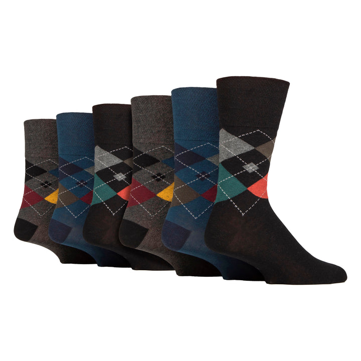 Lot de 6 paires de chaussettes amples non élastiques à motifs pour homme