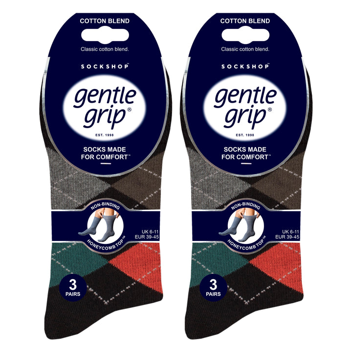 Lot de 6 paires de chaussettes amples non élastiques à motifs pour homme