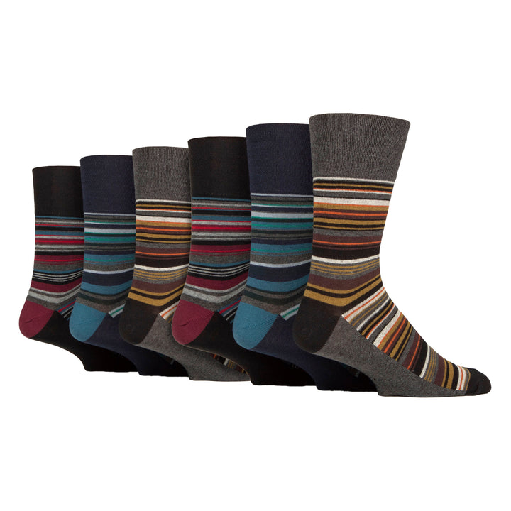 6 Pairs Mens Cotton Socks | Patterned Soft Non-Binding Everyday Socks