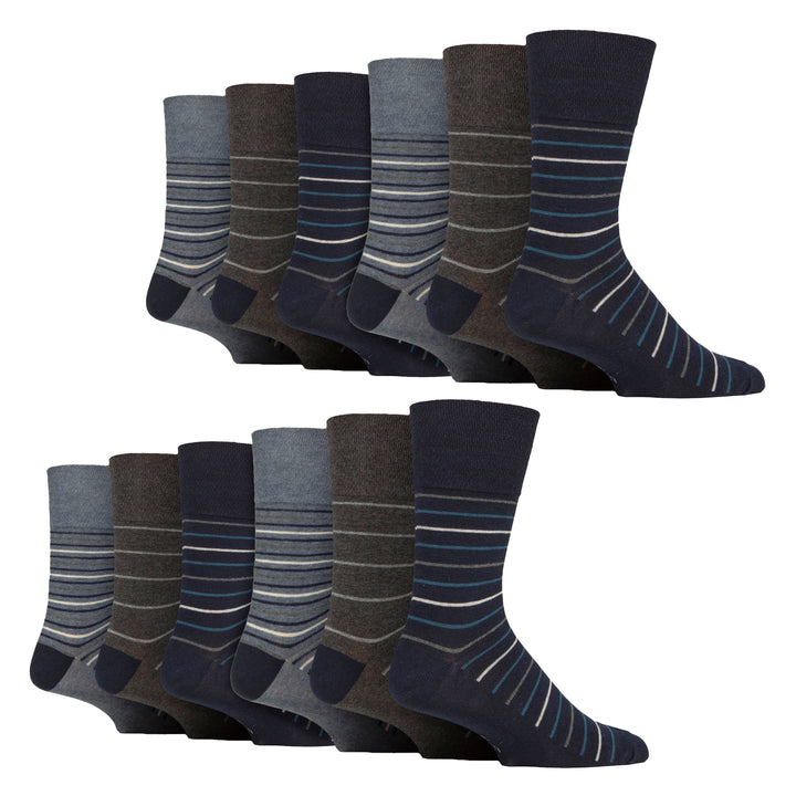 12 Pairs Mens Cotton Socks | Patterned Soft Non-Binding Everyday Socks