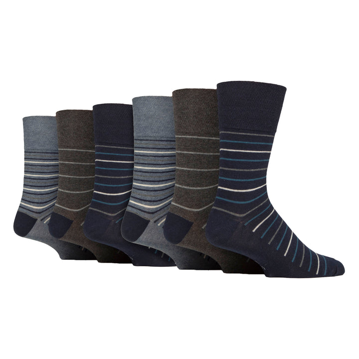 6 Pairs Mens Cotton Socks | Patterned Soft Non-Binding Everyday Socks