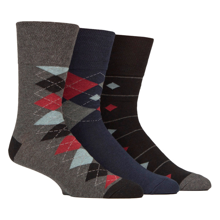 6 Pairs Mens Cotton Socks | Patterned Soft Non-Binding Everyday Socks
