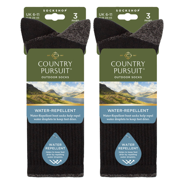 6 Pairs Mens Water Repellent Midweight Outdoor Socks for Hiking & Walking