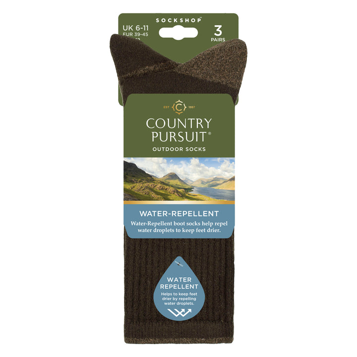 3 Pairs Mens Water Repellent Midweight Outdoor Socks for Hiking & Walking