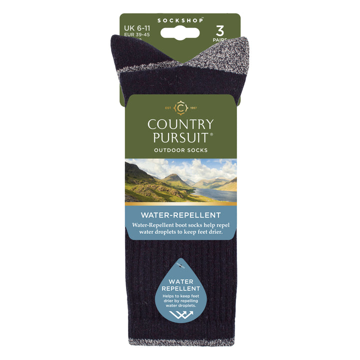 3 Pairs Mens Water Repellent Midweight Outdoor Socks for Hiking & Walking