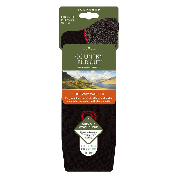 Mens Wool Blend Cushioned Walker Socks for Hiking & Outdoor Comfort